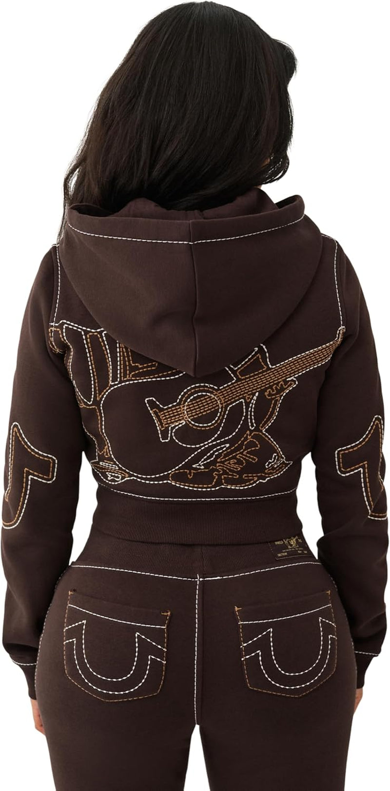 Women'S Anniversary Big T Shrunken Hoodie – Cropped Pullover with Contrast Stitching