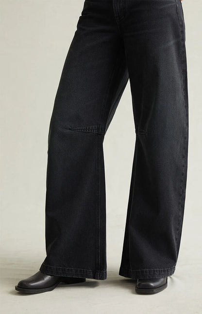 Pacsun Remi Baggy Barrel Jeans Knee Dart Black
