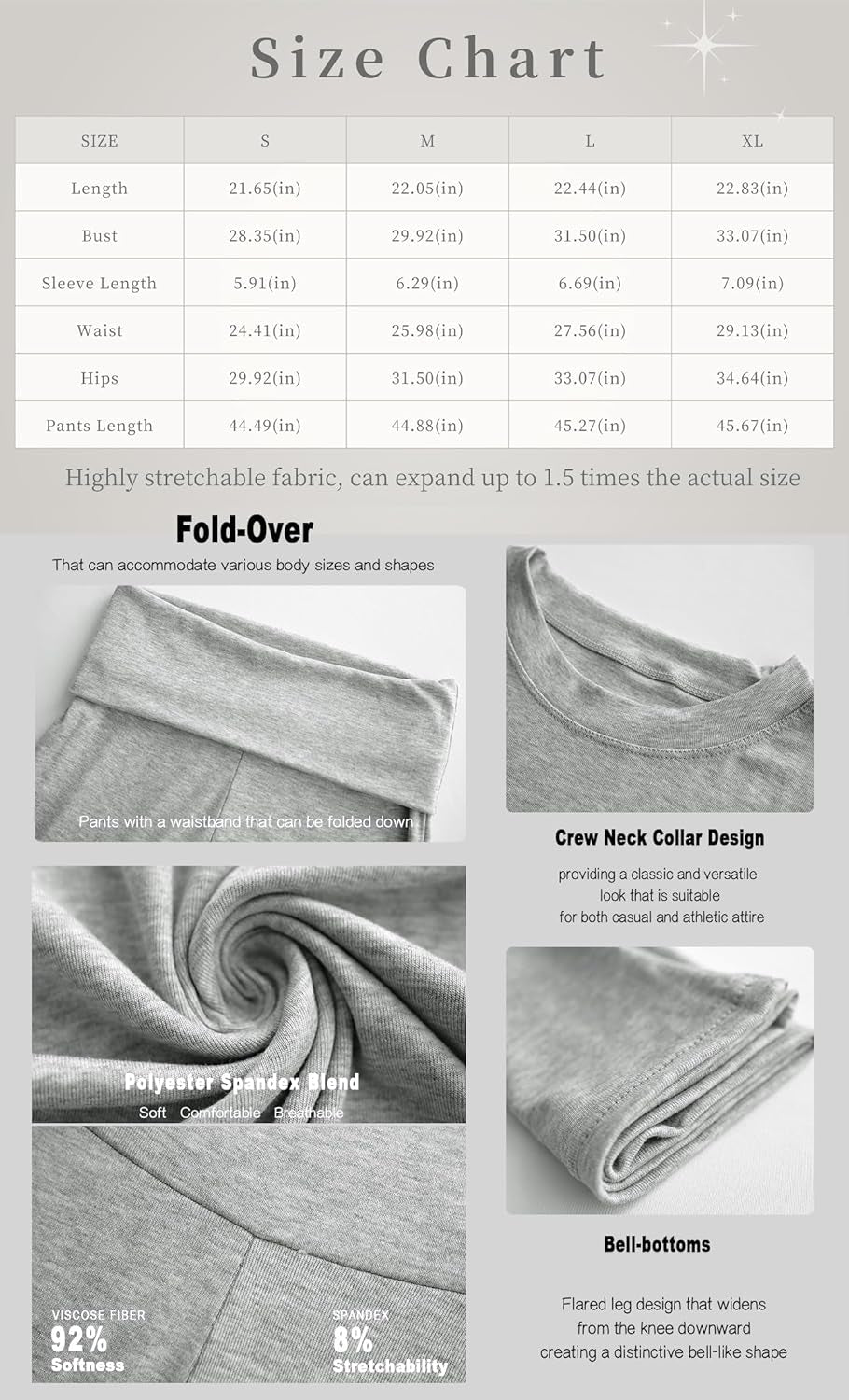 Women'S 2 Piece Lounge Outfits Slim Short Sleeve Tops Low Rise Flare Leggings Sets Yoga Sweatsuit