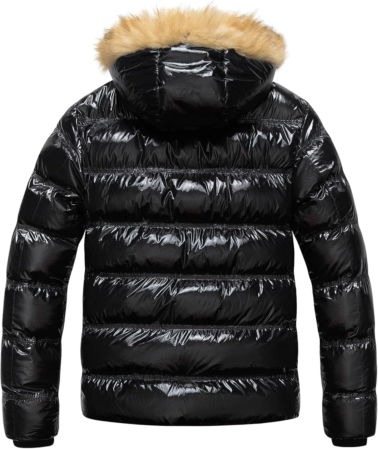 Men'S Puffer Jacket Waterproof Winter Bubble Coats Ski Parka Fur Hooded