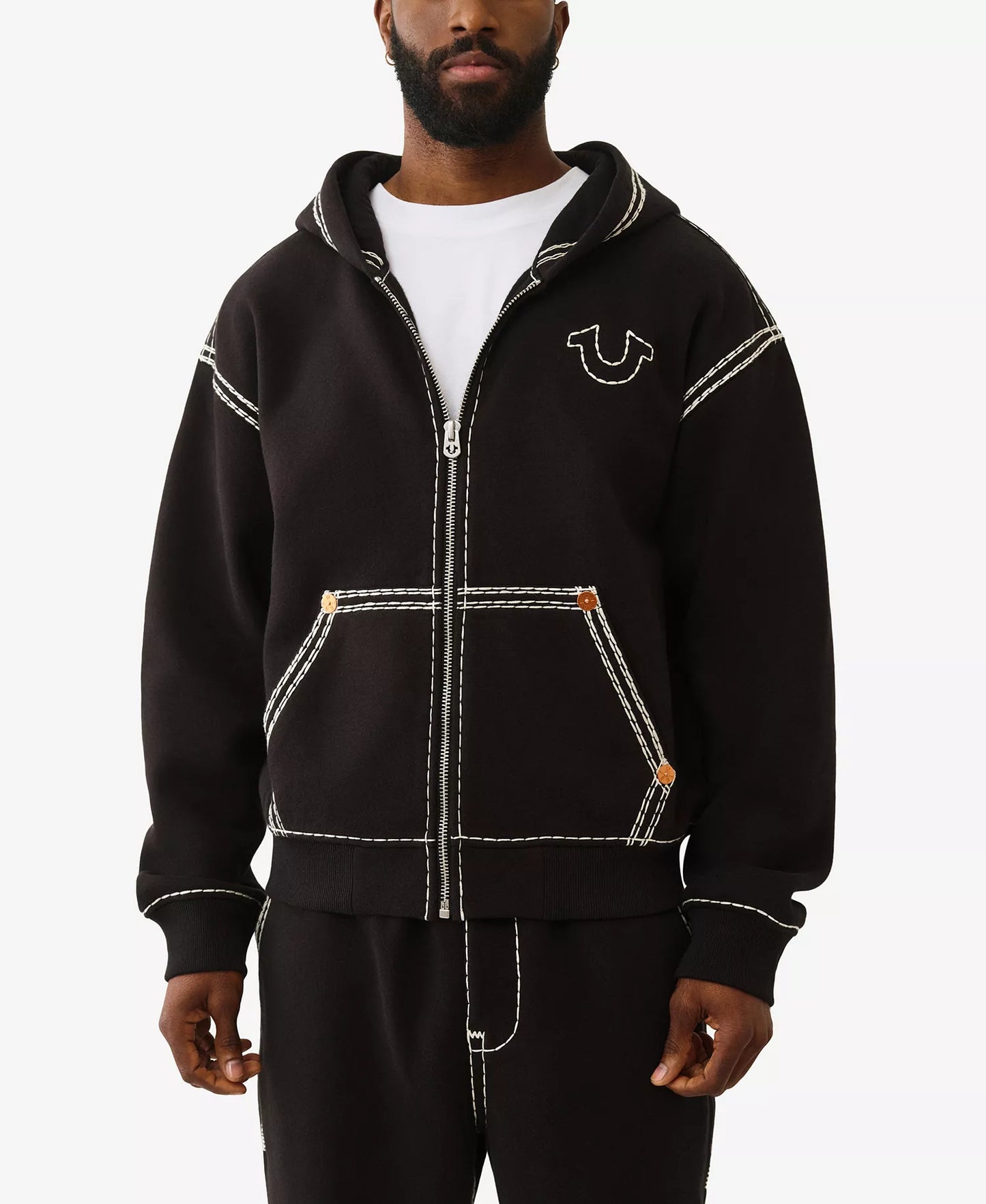 True Religion Men's Super Long-Sleeve Zip-Up Hoodie