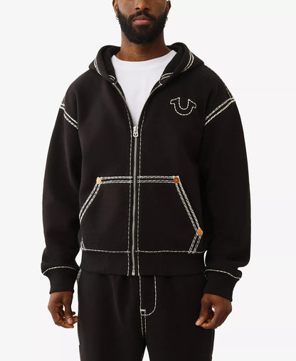 True Religion Men's Super Long-Sleeve Zip-Up Hoodie