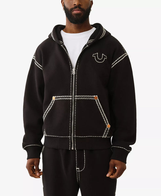 True Religion Men's Super Long-Sleeve Zip-Up Hoodie