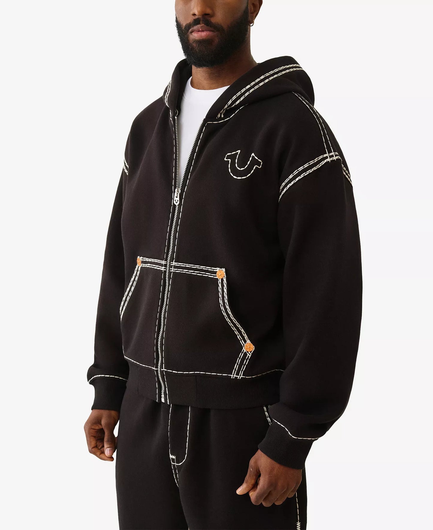 True Religion Men's Super Long-Sleeve Zip-Up Hoodie