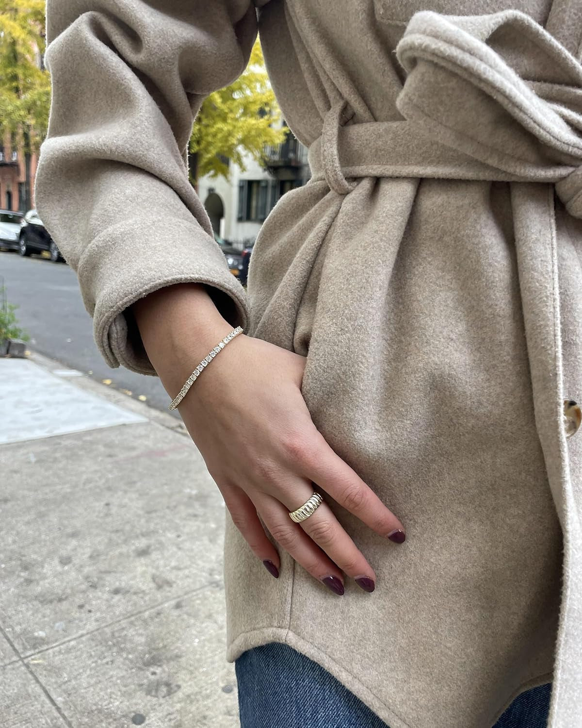 14K Gold Plated 3Mm Cubic Zirconia Classic Tennis Bracelet | Gold Bracelets for Women | Size 6.5-7.5 Inch