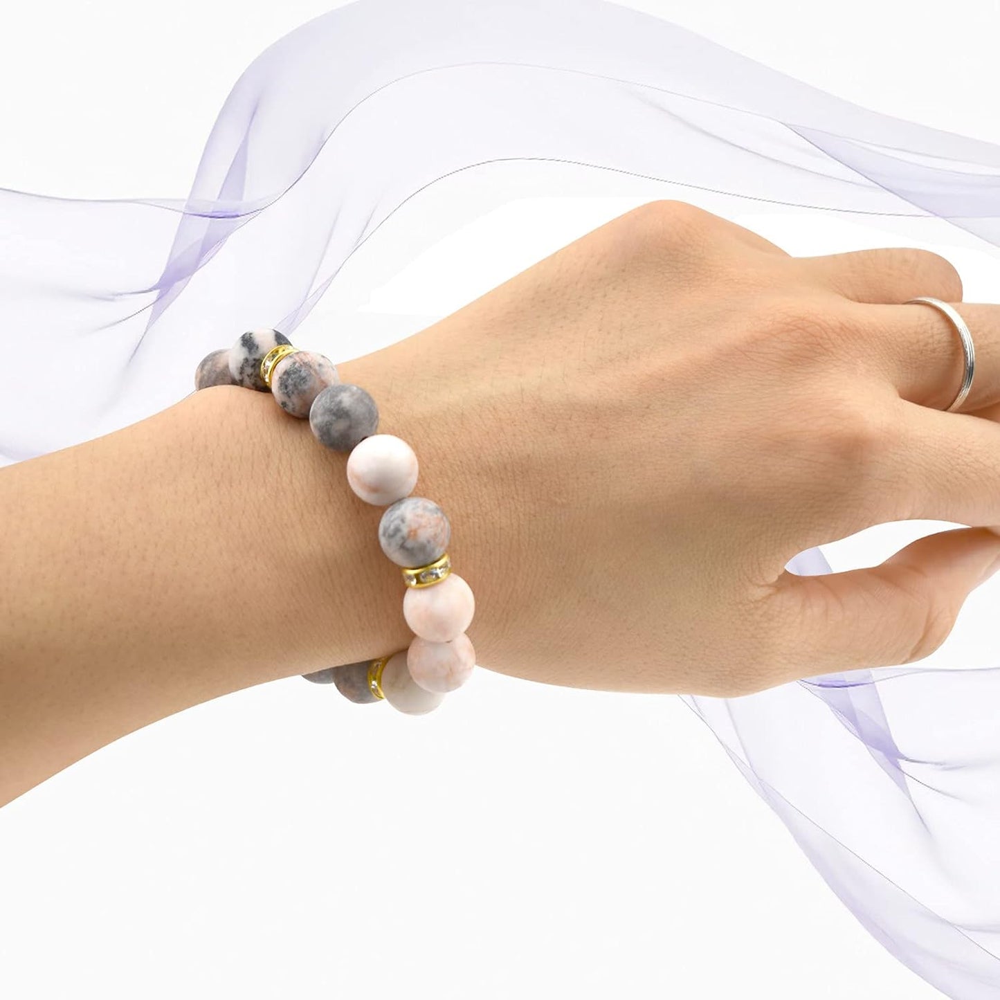 Healing Bracelet for Women Anxiety Crystal Bracelet Chakra Beaded Bracelets Rose Quartz Crystals and Healing Stones Yoga Bead Bracelet Calming Stretch Bracelet Stress Relief Gifts for Women