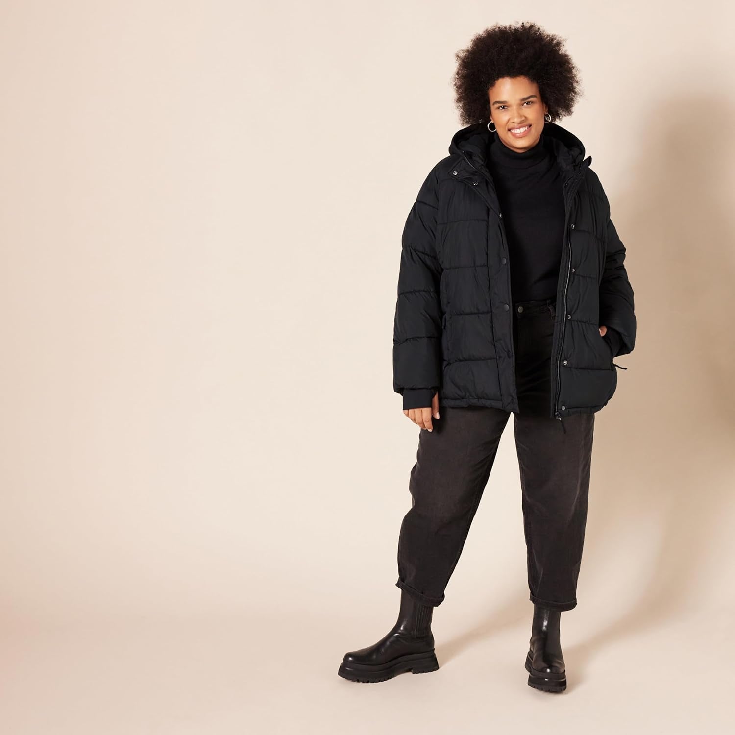 Womens Heavyweight Quilted Long-Sleeve Hooded Puffer Coat (Available in plus Size)