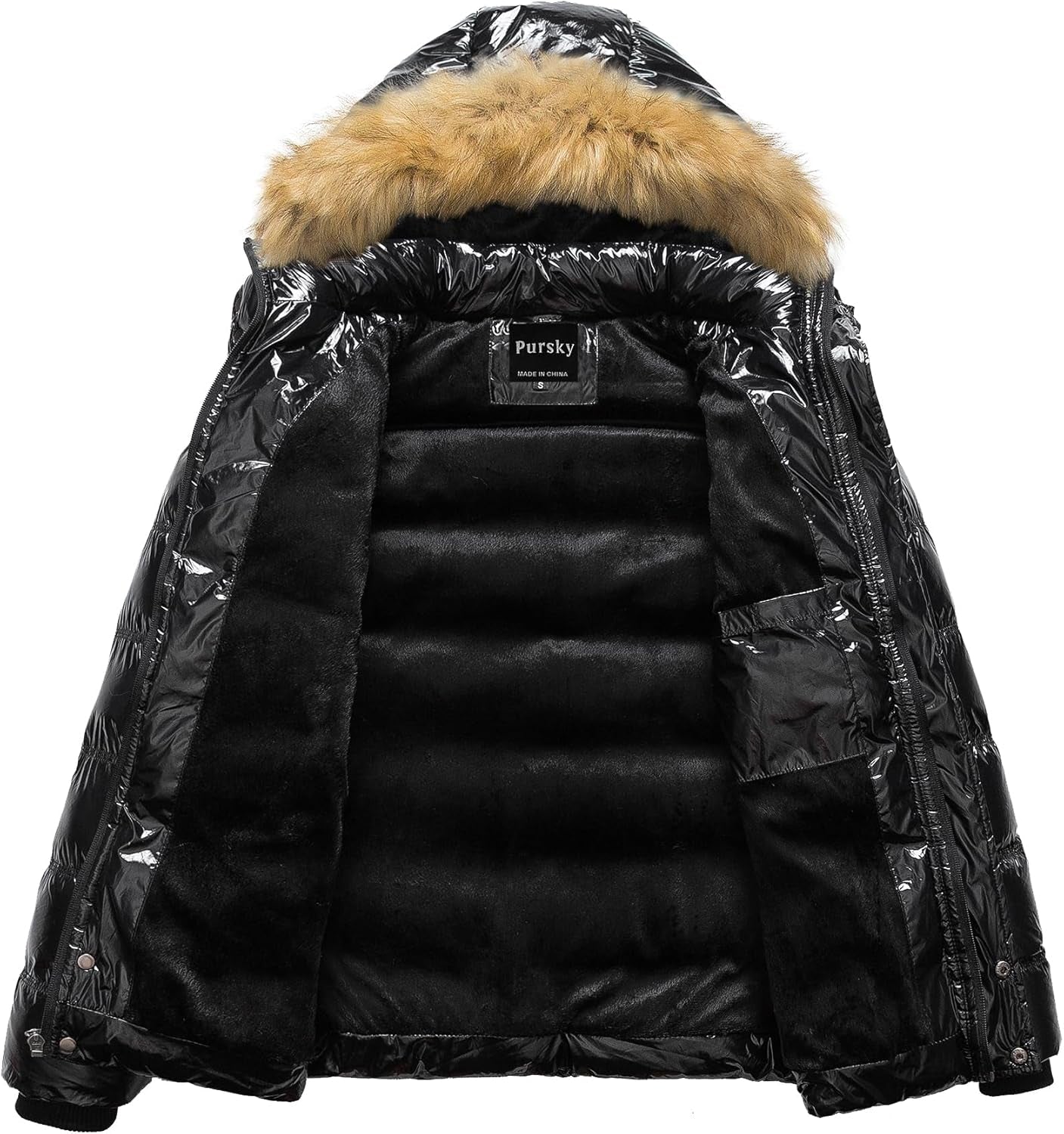 Men'S Puffer Jacket Waterproof Winter Bubble Coats Ski Parka Fur Hooded