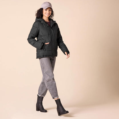 Womens Heavyweight Quilted Long-Sleeve Hooded Puffer Coat (Available in plus Size)