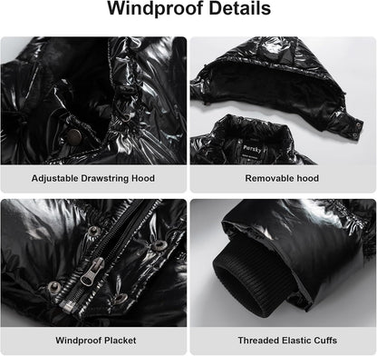 Men'S Puffer Jacket Waterproof Winter Bubble Coats Ski Parka Fur Hooded