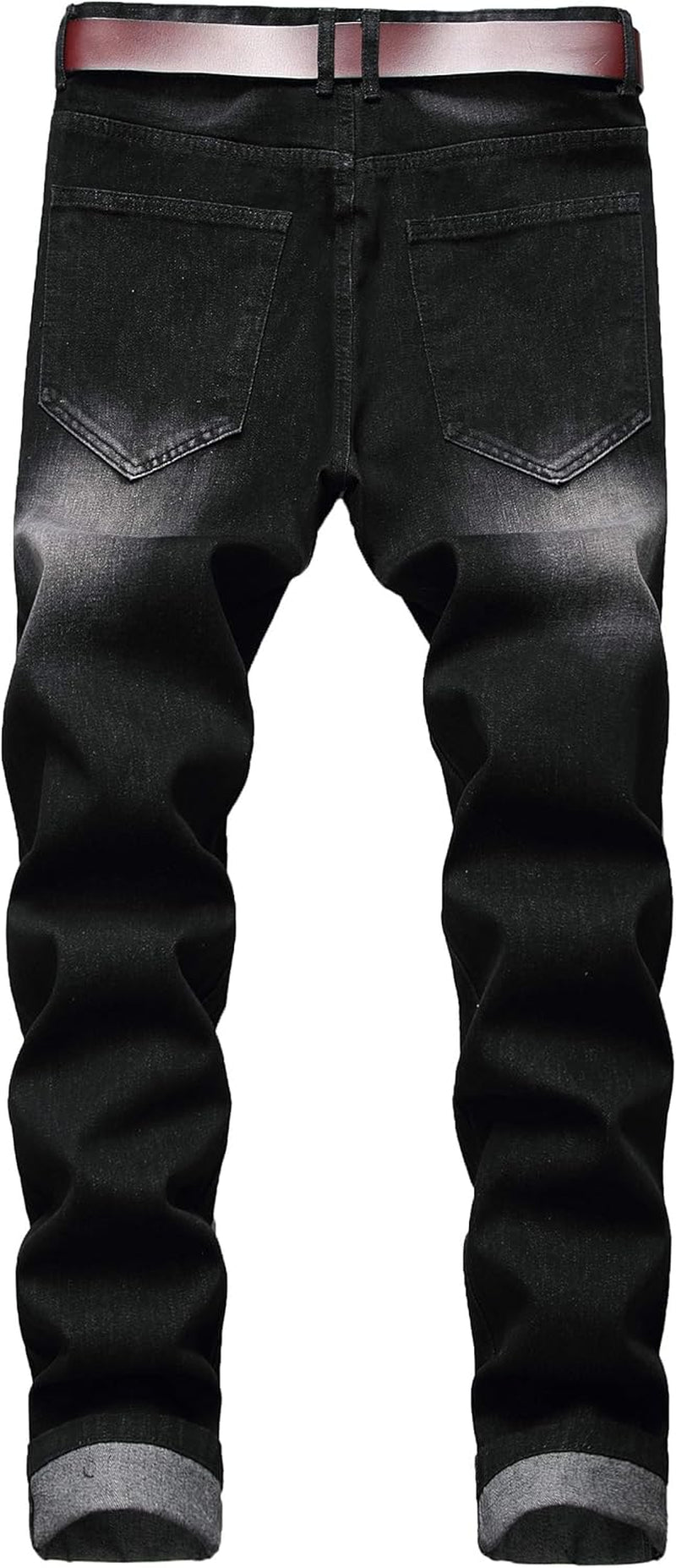 Men'S Ripped Distressed Destroyed Slim Fit Straight Leg Denim Jeans