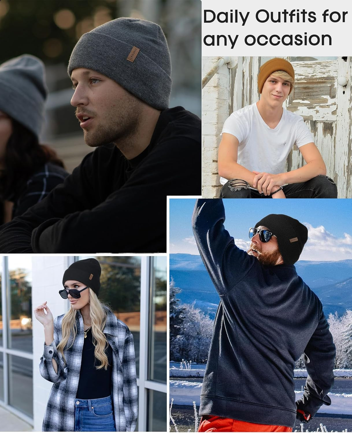Beanie for Men Women Cuffed Thick Knitted Unisex Winter Hat Beanies Skull Cap