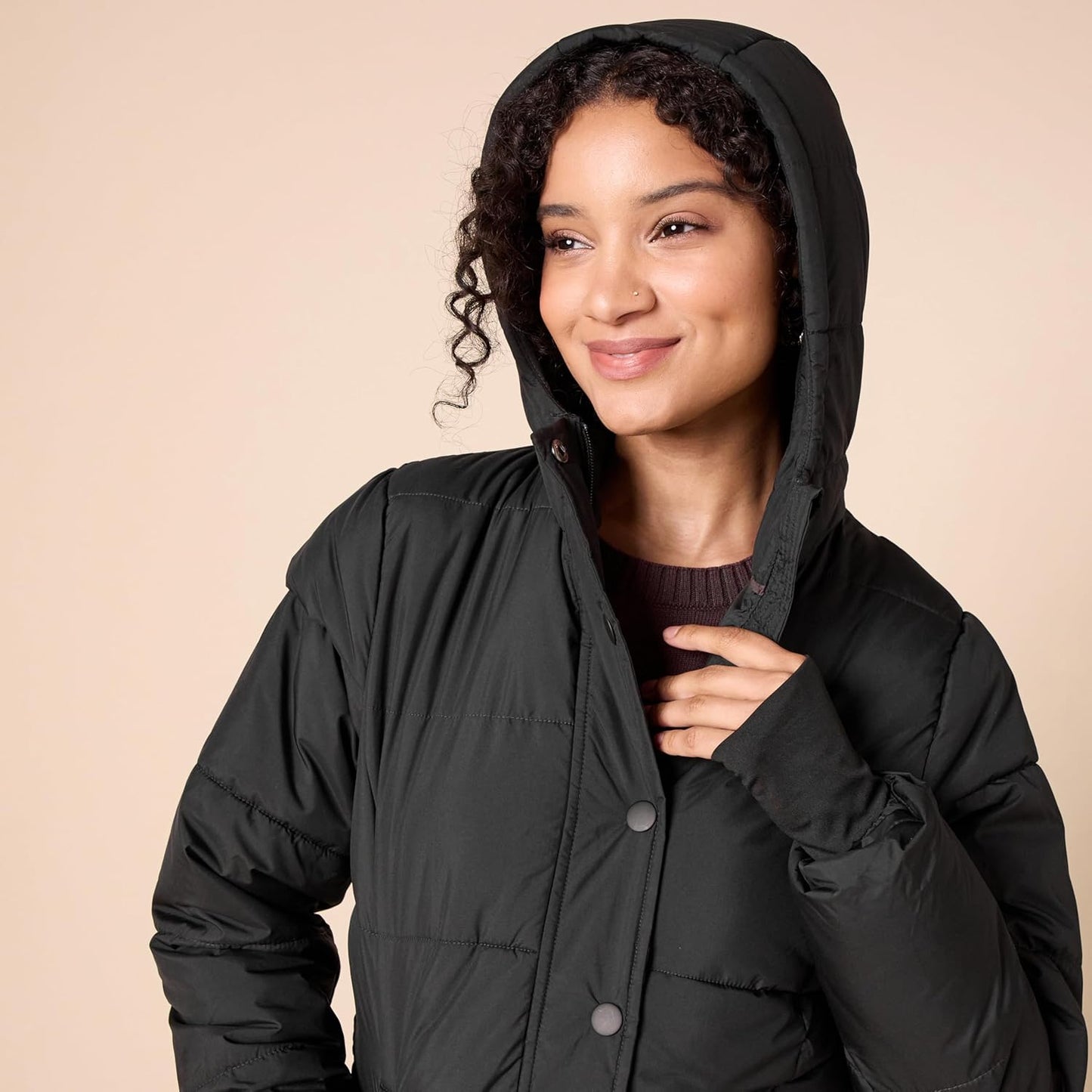 Womens Heavyweight Quilted Long-Sleeve Hooded Puffer Coat (Available in plus Size)