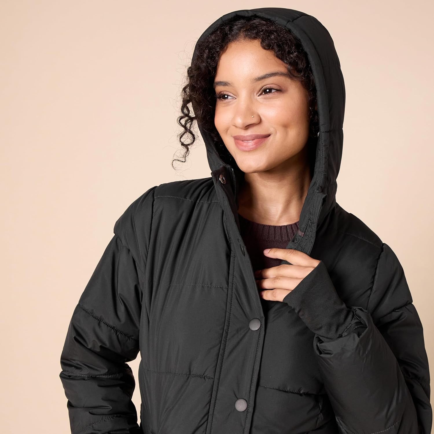 Womens Heavyweight Quilted Long-Sleeve Hooded Puffer Coat (Available in plus Size)
