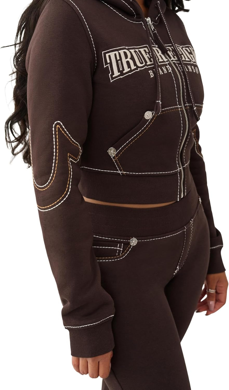 Women'S Anniversary Big T Shrunken Hoodie – Cropped Pullover with Contrast Stitching